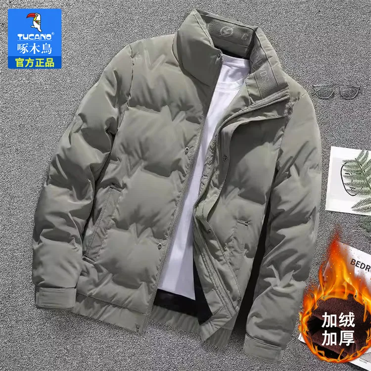 啄木鸟冬季男士棉服加厚4D压花宽松保暖立领韩版美式免洗上衣新款