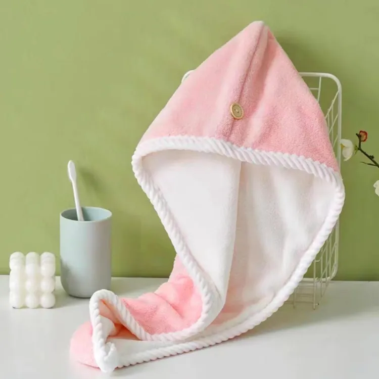 雅迎-麻花边头巾双层加厚干发帽