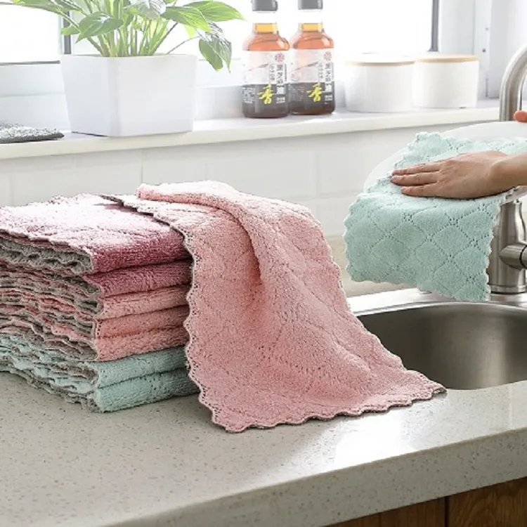吸水抹布擦桌布厨房家用清洁加厚洗碗毛巾洗碗布双面洗碗巾不沾油