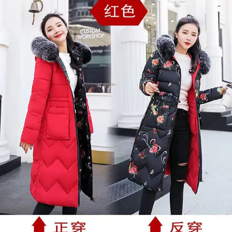 2025新款爆款两面穿中长款棉服实用保暖修身气质棉服外套女式棉袄