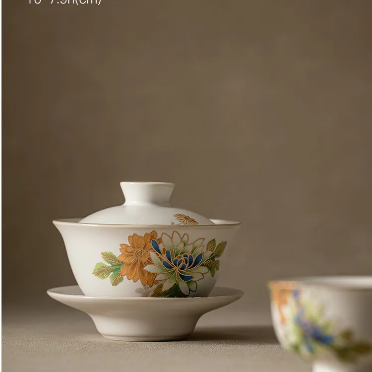 清雅凝香月白怡心介杯天青汝窑三才盖碗陶瓷功夫茶具泡茶器