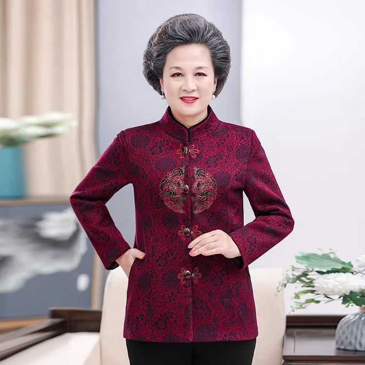 喜妈妈外套中老年妈妈装喜庆春秋装奶奶装新中式唐装老年人春装