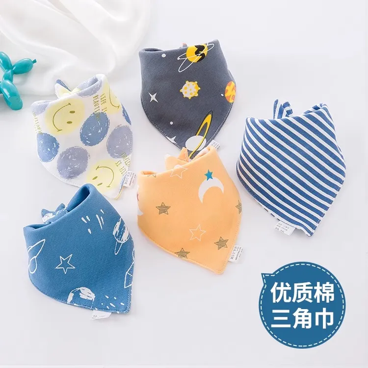 宝宝口水巾婴儿纯三角巾棉防水围嘴新生儿童口水围兜帅气围巾冬季