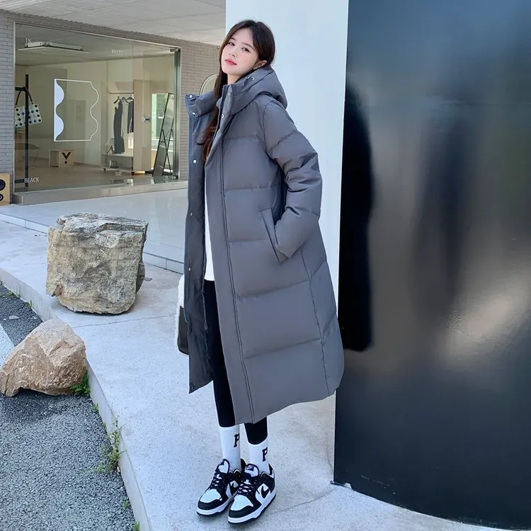 长款羽绒服女过膝加厚2025冬季新韩版宽松艺考女羽绒服90%白鸭绒