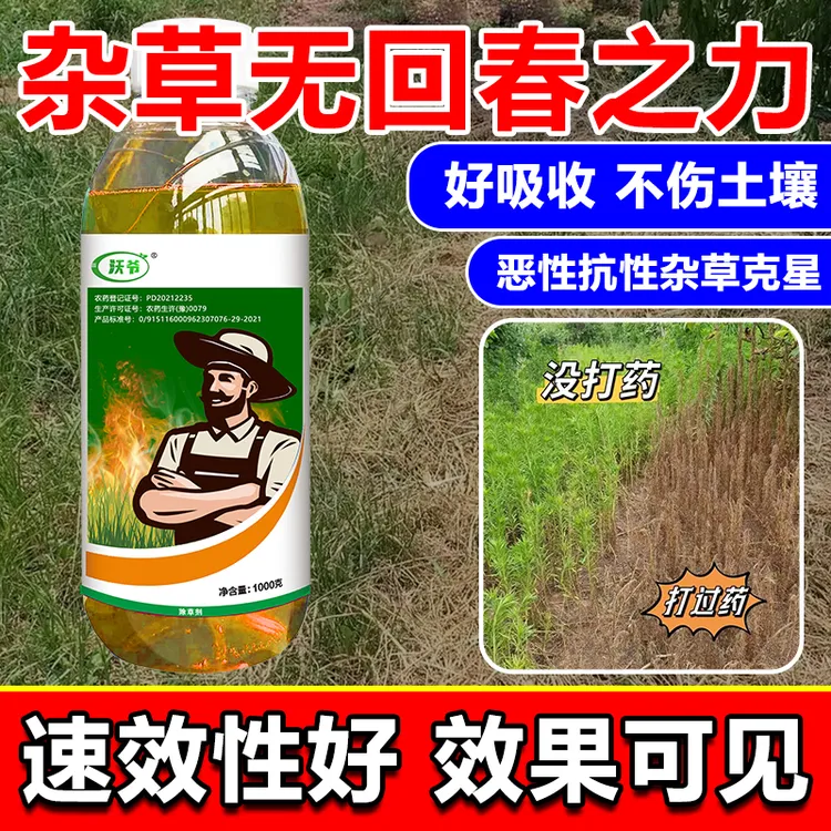 正品农用精草胺膦铵盐牛筋草小飞蓬抗性除杂果园田园花生除草剂