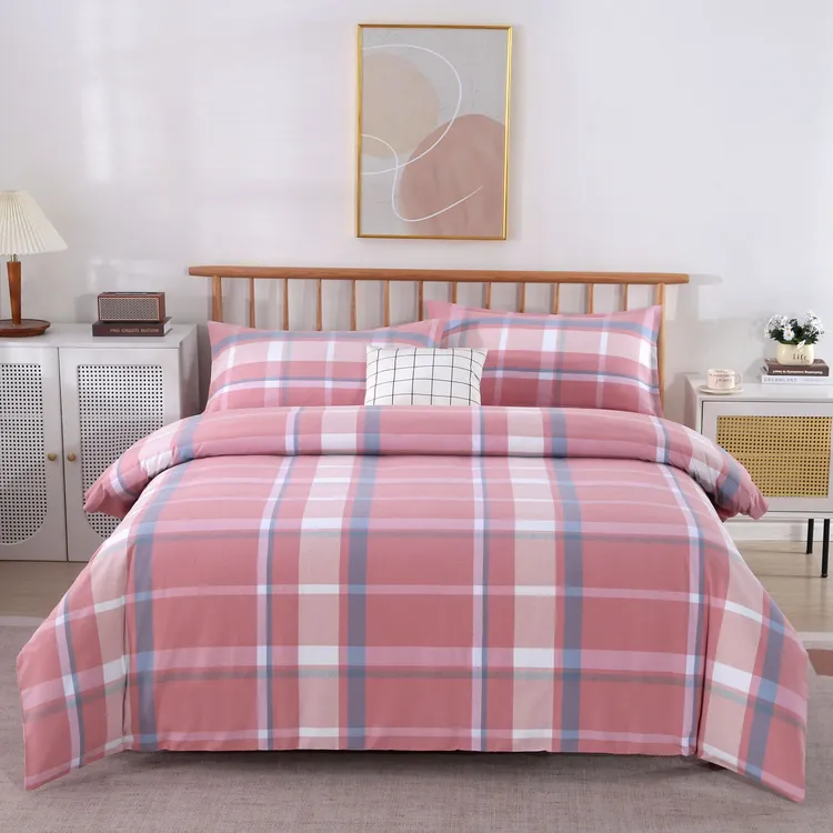 新款老粗布床单纯棉大格亲肤透气单双人睡单四季款暖色简约大气