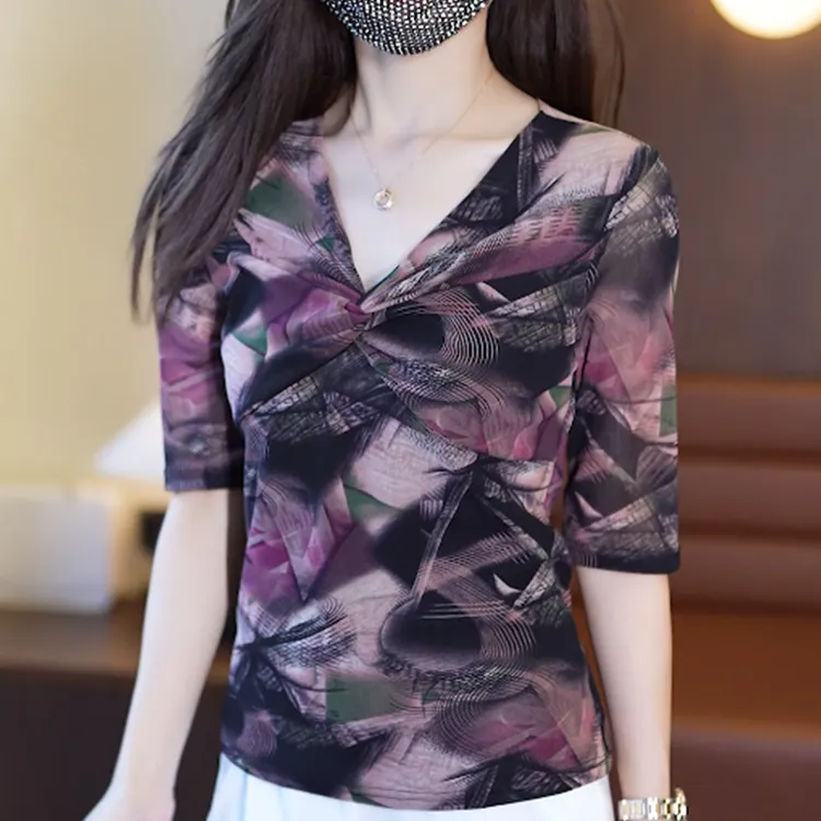 2025新款气质V领打底衫女内搭长袖t恤百搭显瘦时尚洋气上衣外穿