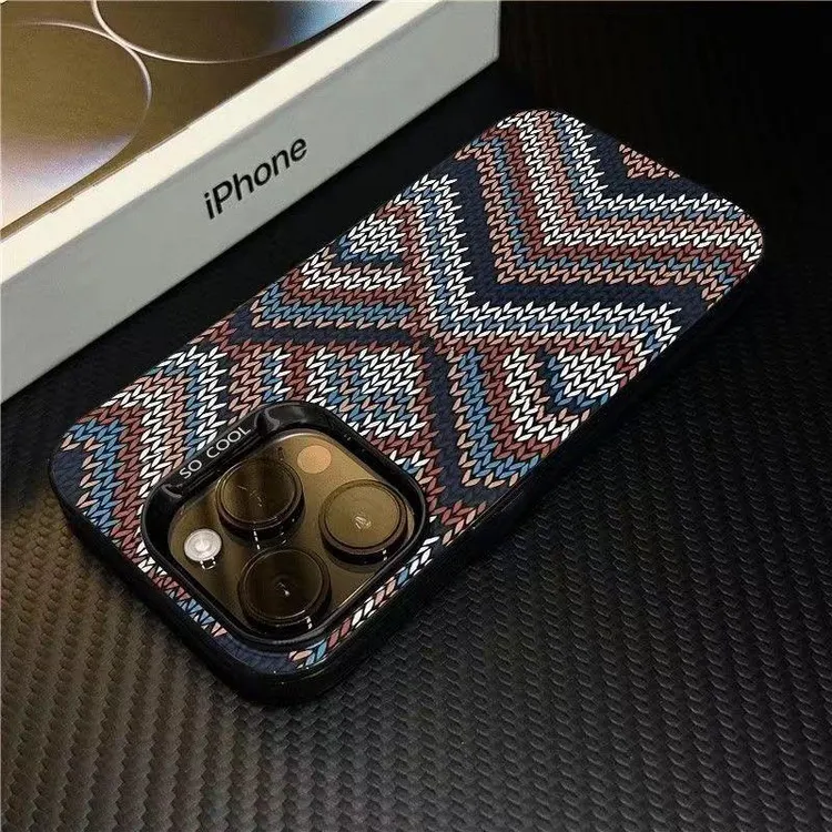 编织纹高级感彩银适用苹果16手机壳iPhone14防摔15可爱13保护套