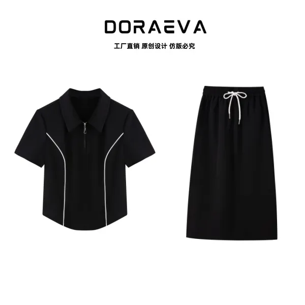 DoraEva夏季时尚休闲短袖套装显瘦女装240302