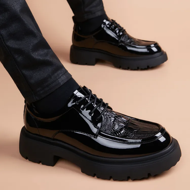 皮鞋男款爆款2025新款真皮商务英伦风百搭内增高厚底高档轻奢男鞋