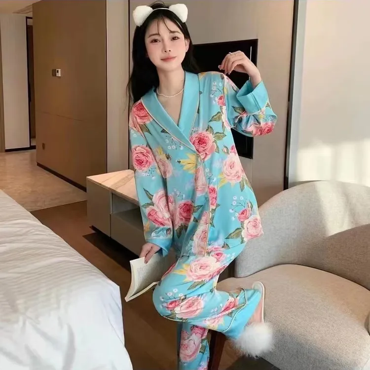 长袖睡衣套装薄款宽松舒适时尚网红家居服夏季透气休闲私房睡衣