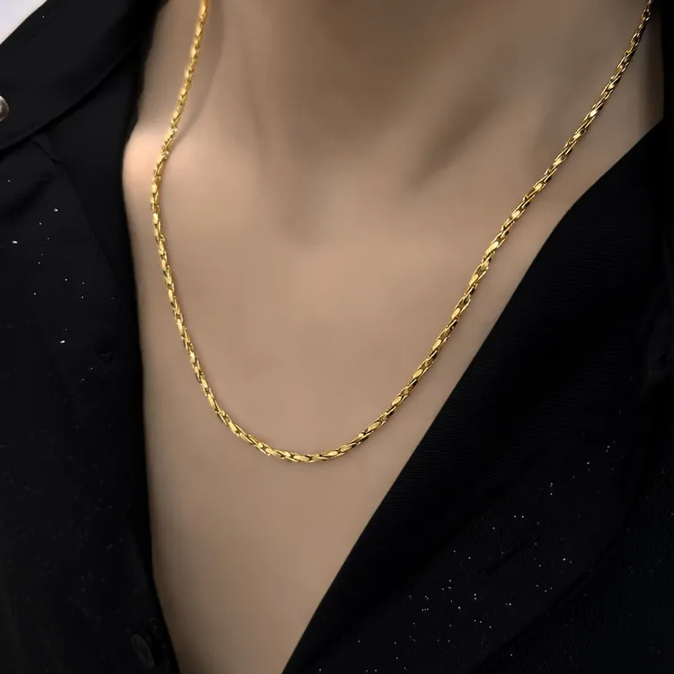 不锈钢项链 金色流光项链时尚轻奢潮搭锁骨链ins高级感气质百搭链