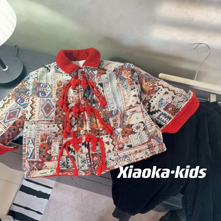 儿童韩版男女童潮流休闲时尚洋气冬季宽松加绒兔毛外套保暖棉服