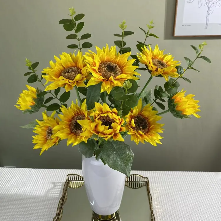 仿真花向日葵花束假花绢花干花太阳花家居酒店客厅桌面装饰小摆件