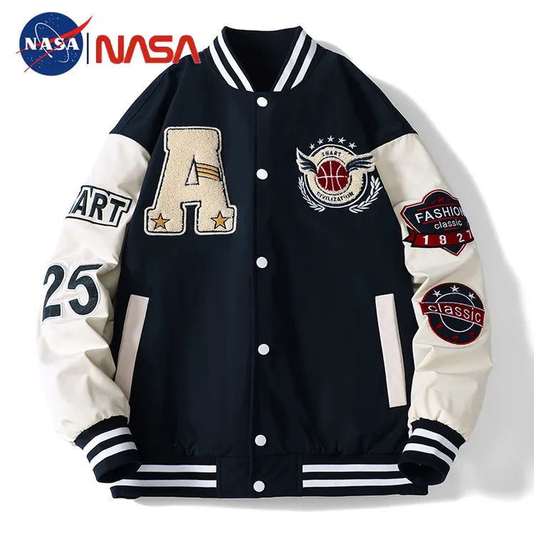 NASA联名美式棒球服刺绣外套男款春秋季潮牌街头宽松情侣夹克百搭