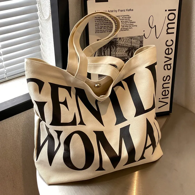 仙茉大容量字母帆布包包女款爆款2025新款夏季网红时尚单肩托特包