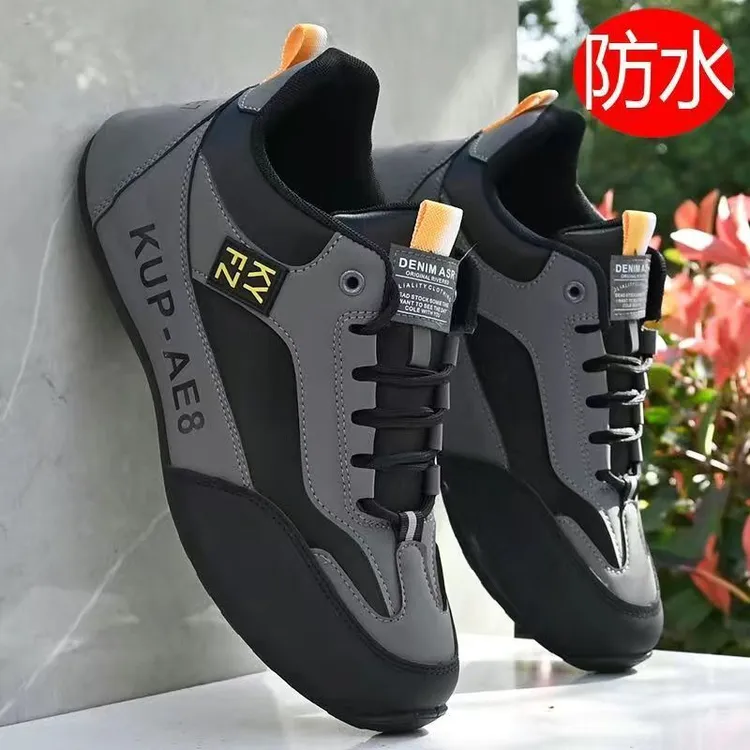 秋冬季新款男鞋皮面防水运动休闲鞋男士潮流百搭软底高档老爹鞋潮