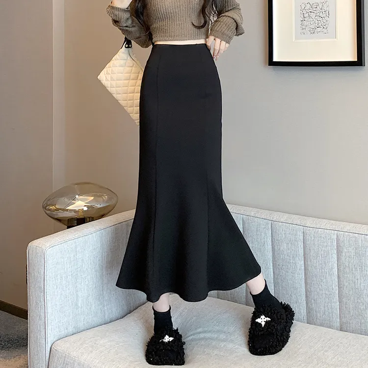 【秋冬款】后中隐形拉链秋冬季新款半身裙女高腰裙中长款修身鱼尾裙