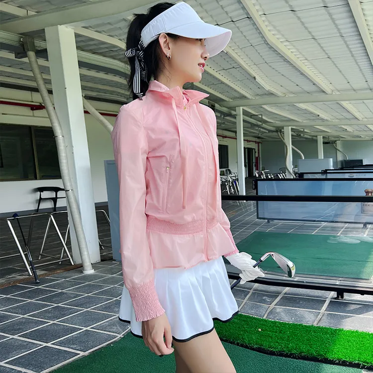 高尔夫服装女款高尔夫防晒风衣速干修身透气皮肤高尔夫女装外套