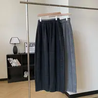 素心轻奢 韩系松紧腰加绒高腰宽松百搭弯刀裤12713