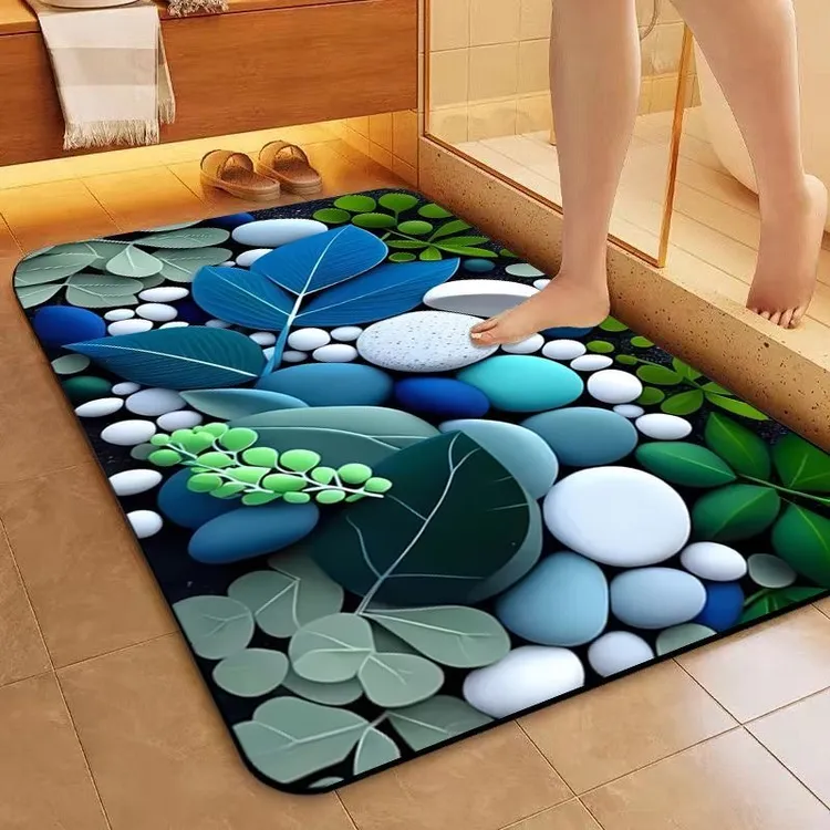 硅藻泥5D立体吸水防滑垫家用出门卧室卫生间洗手台浴室地垫