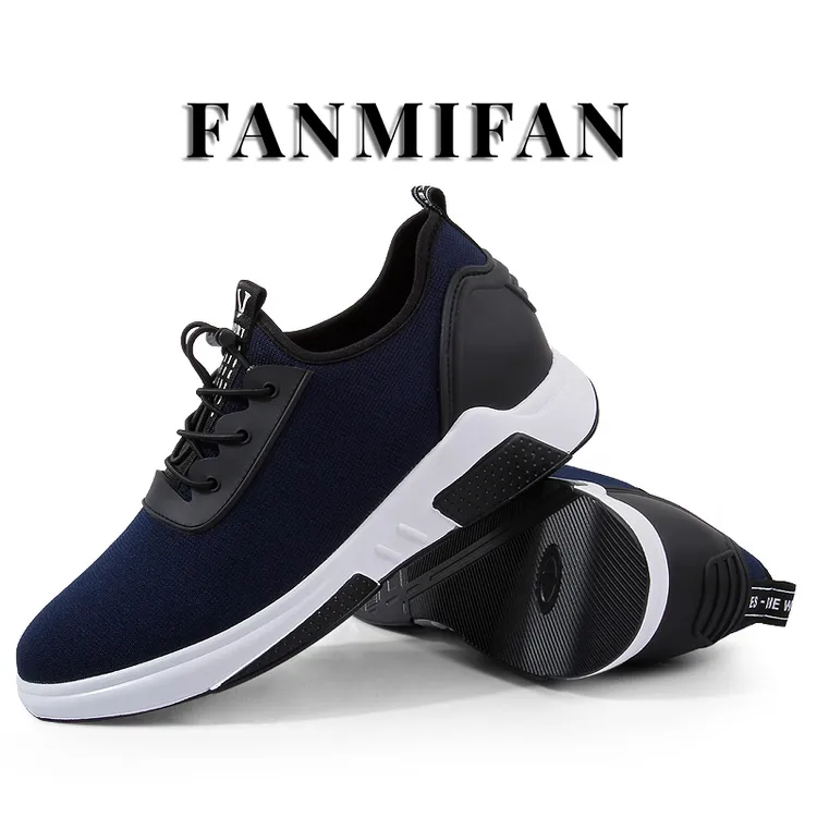 【FANMIFAN】高端商务四季休闲鞋 内增高舒适男鞋 网面飞织爸爸鞋-T