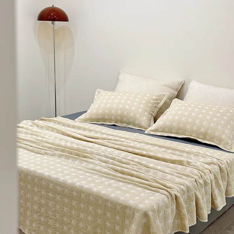 雅赞新款【四层星芒床单】柔软舒适棉床单透气亲肤简约盖毯  毯子