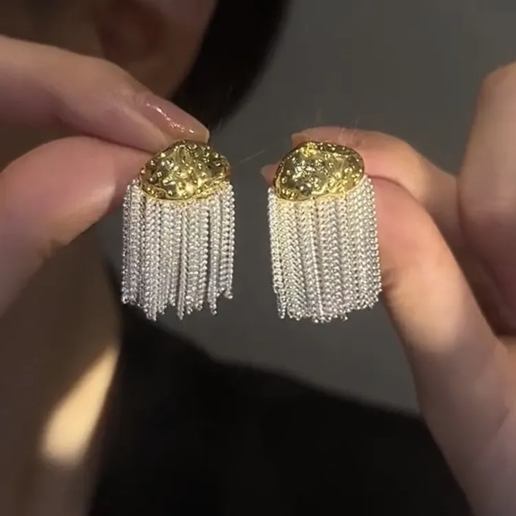 铜合金耳饰 【雨帘】高级感时尚百搭气质小众流苏耳钉个性优雅耳环