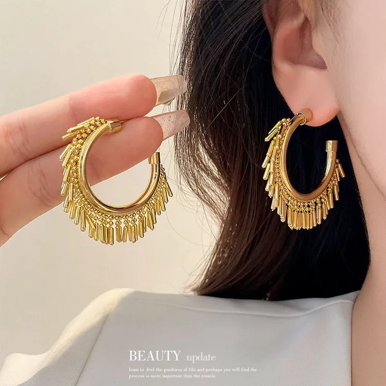 铜合金耳饰 欧美复古ins流苏耳环气质个性时尚小众高级感2025新款