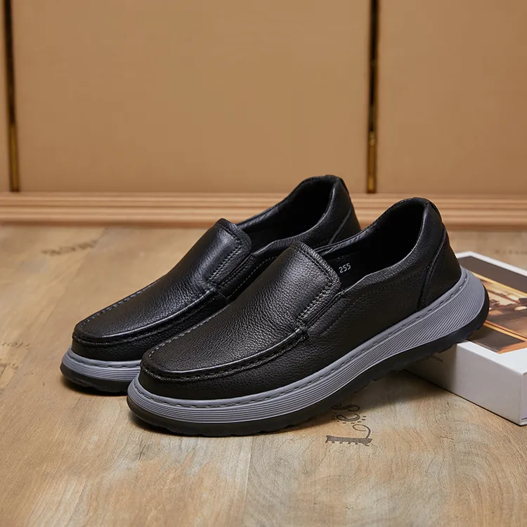 新款真皮正品6401男士双拼色发泡轻底休闲男皮鞋商务舒适男士皮鞋