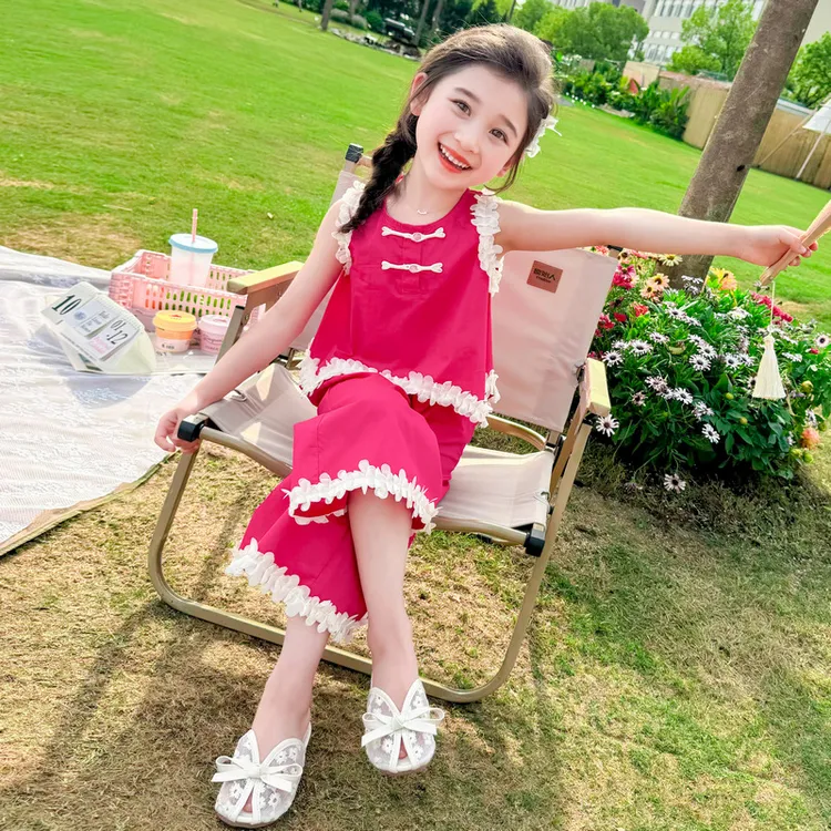 女童夏装无袖套装2025新款儿童装网红时髦两件套宝宝夏季薄款衣服