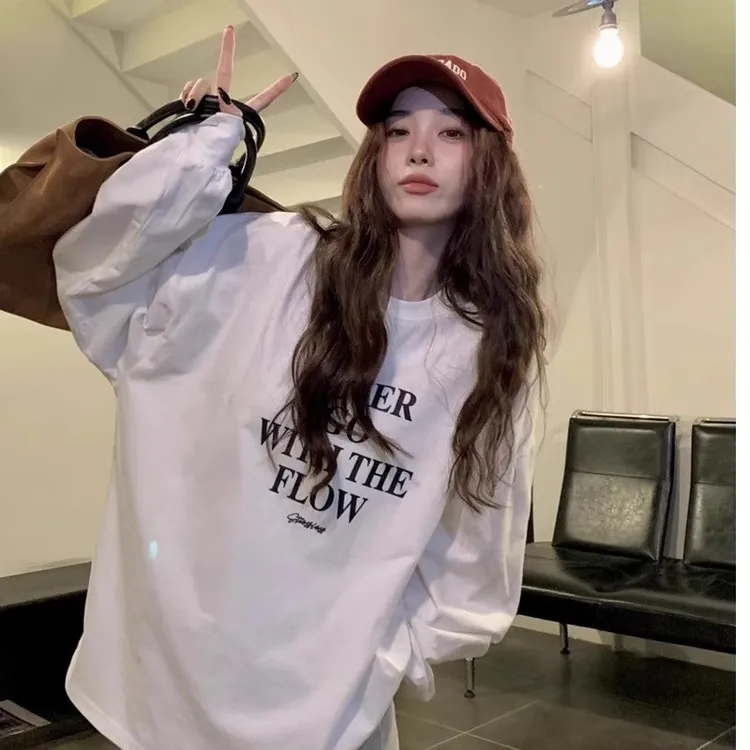 100%棉白色打底衫T恤女2026新款爆款百搭休闲外穿内搭宽松上衣服