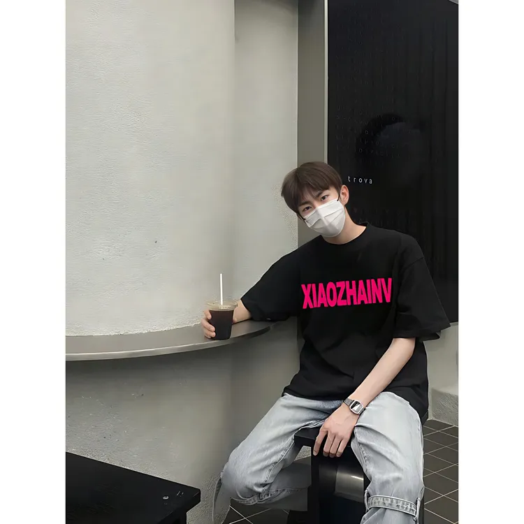 美式国潮牌宽松体桖男款短袖夏季宽松潮流T恤男士高街纯棉上衣服