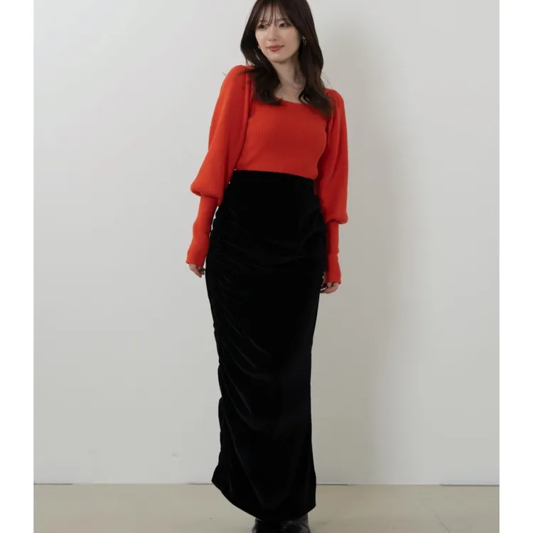 【Takumi】日系品牌 秋冬上新 S 百搭轻奢显瘦方领泡泡袖针织衫