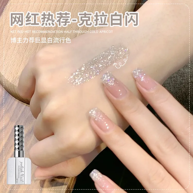 恩妮诗克拉白闪新款爆闪指甲油胶2025年新款流行高密闪粉光疗胶