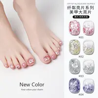 网红爆款脚指甲油胶2025年新款爆闪显白七彩碎钻亮片胶美甲店专用