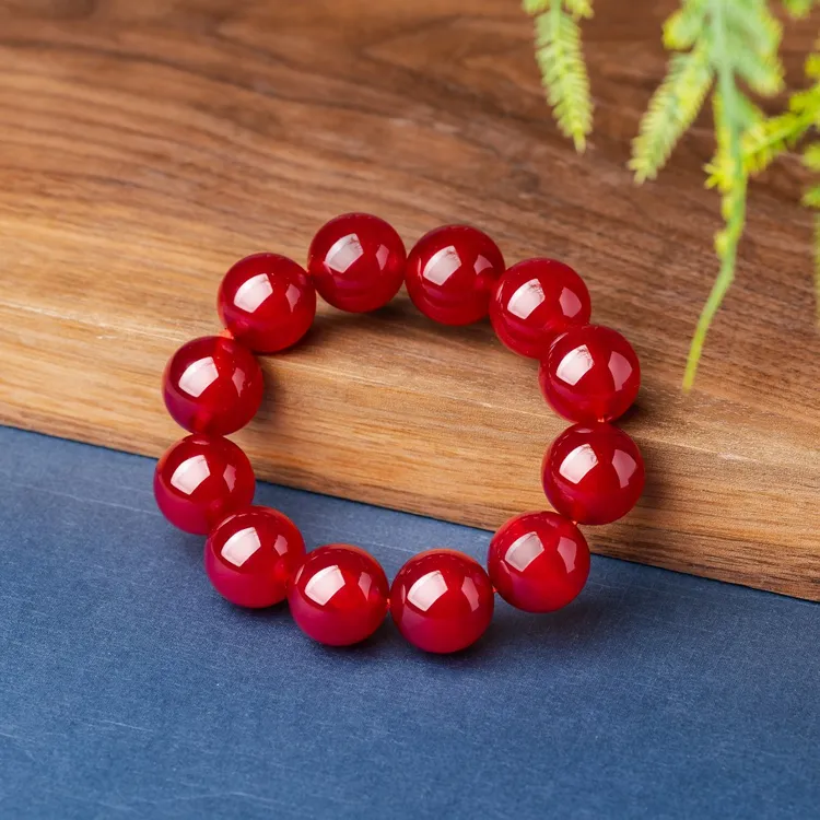 艺象缘 加大款20mm鸽血满红手串大气满血满荧光天然玉石质检珍藏商品图