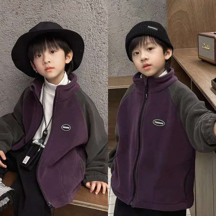 【500克双面奥利绒 】儿童加绒外套 男女童立领 中大童 秋冬款童装