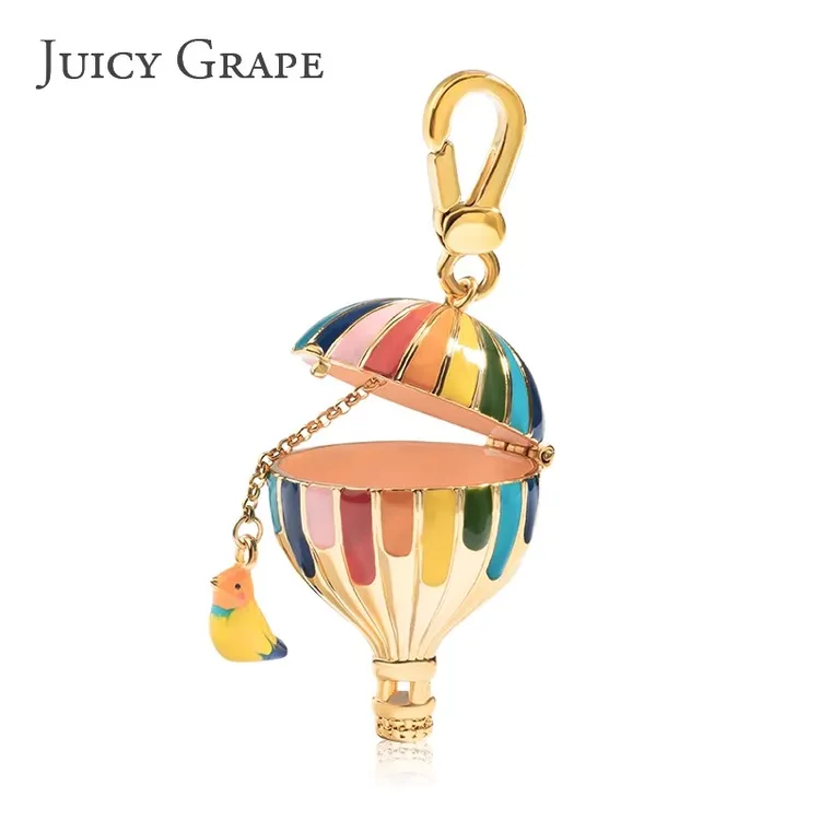 铜合金吊坠 JuicyGrape 热气球项链吊坠可打开手绘珐琅时尚百搭