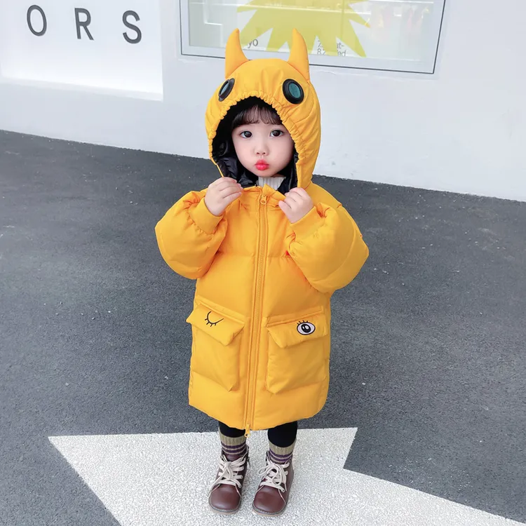 超萌加厚儿童羽绒服中长款过膝女童小宝宝2婴儿白鸭绒洋气—1岁半