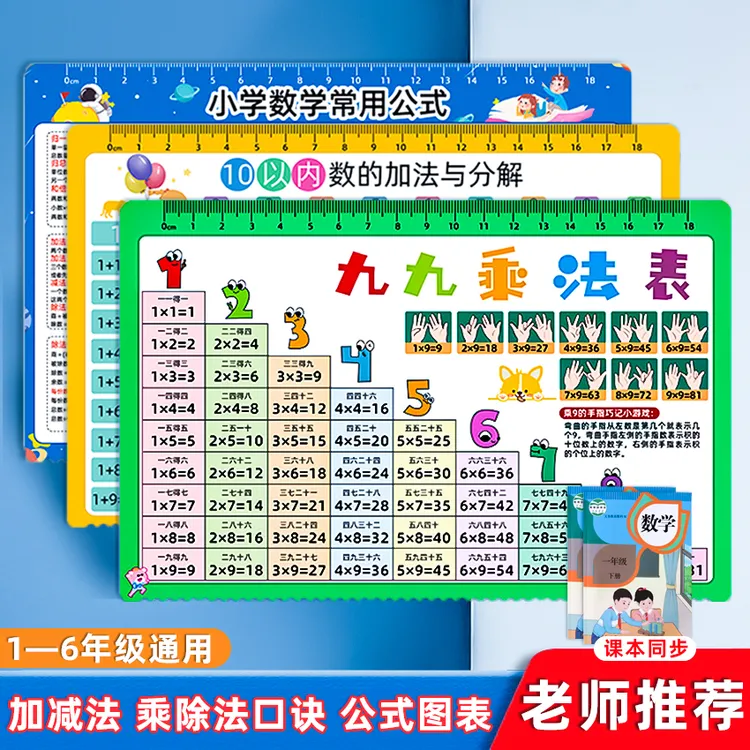 小学数学常用公式卡点防水耐磨PVC材质加减乘除核心知识速记卡片