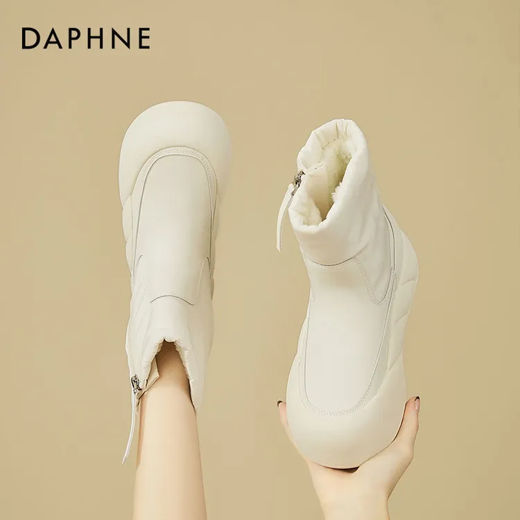 达芙妮雪地靴女款2025新款冬季加绒加厚女鞋防水防滑东北面包棉鞋