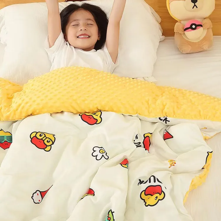 小黄鸭儿童豆豆被幼儿园机洗加厚学生宿舍秋冬加绒被子冬季春秋被