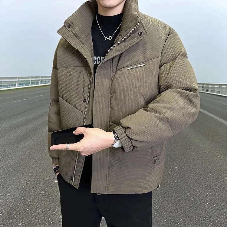 贝希缇汀白鸭绒羽绒服男士短款冬季新款潮牌立领保暖加厚外套