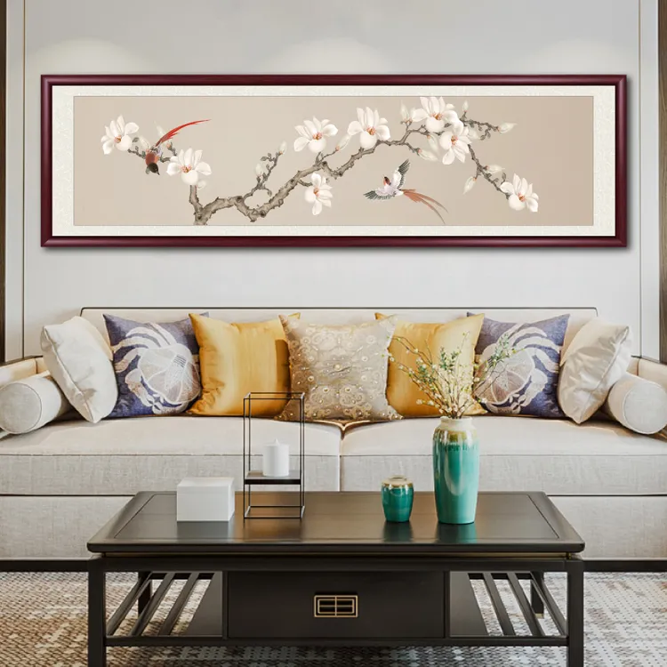 中式卧室床头挂画喜上眉梢客厅装饰画沙发背景墙国画花鸟书房壁画
