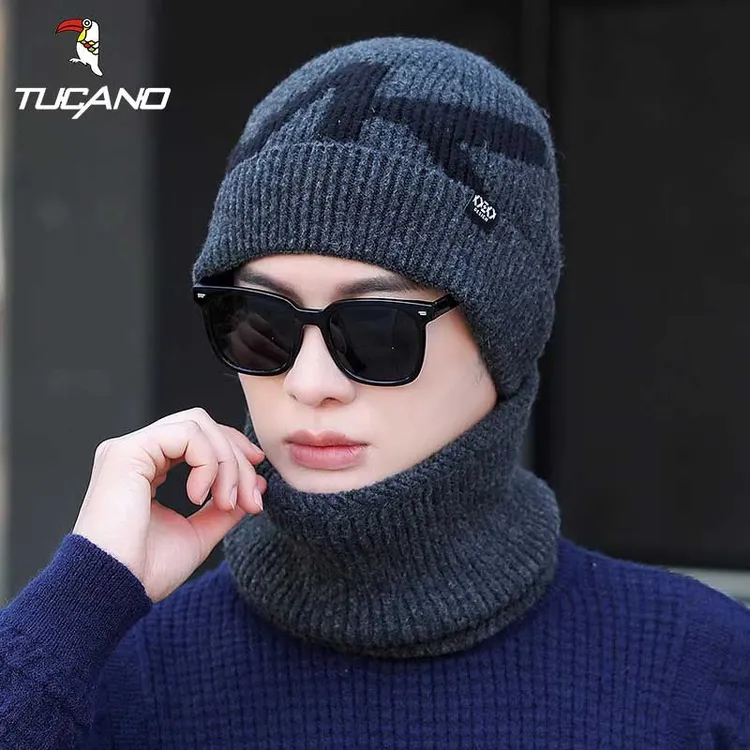 啄木鸟帽子男冬季针织帽潮骑行防寒冷帽护耳加厚保暖加绒棉毛线帽