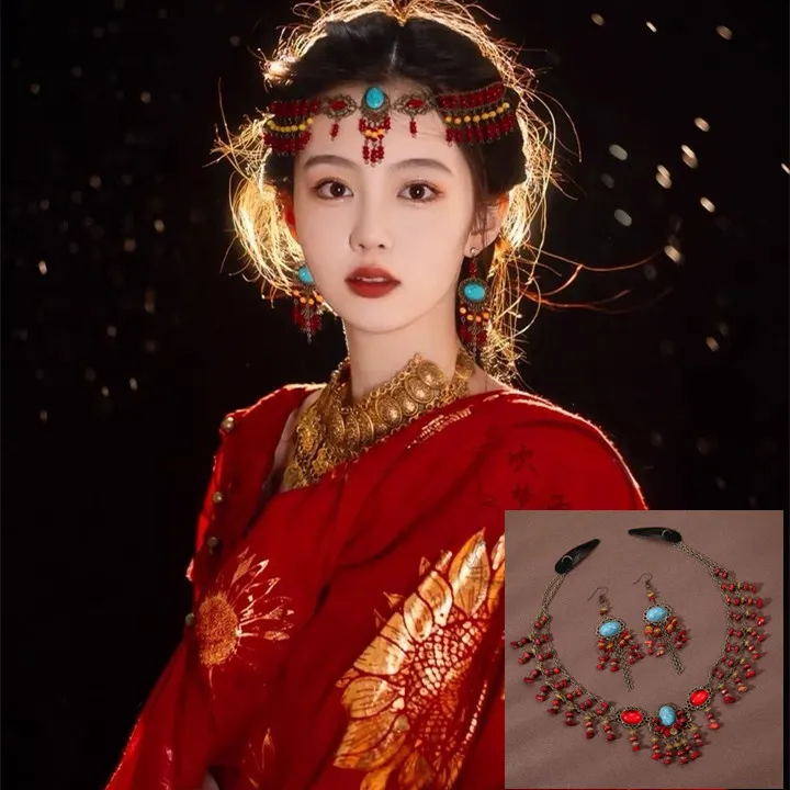 东宫小枫同款红色古装古风汉服额饰红眉心坠头饰中式发箍饰品夹子