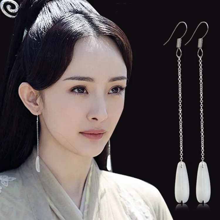 合金耳饰 网红简约十里桃花耳环女款古风长款耳线长款旗袍耳坠