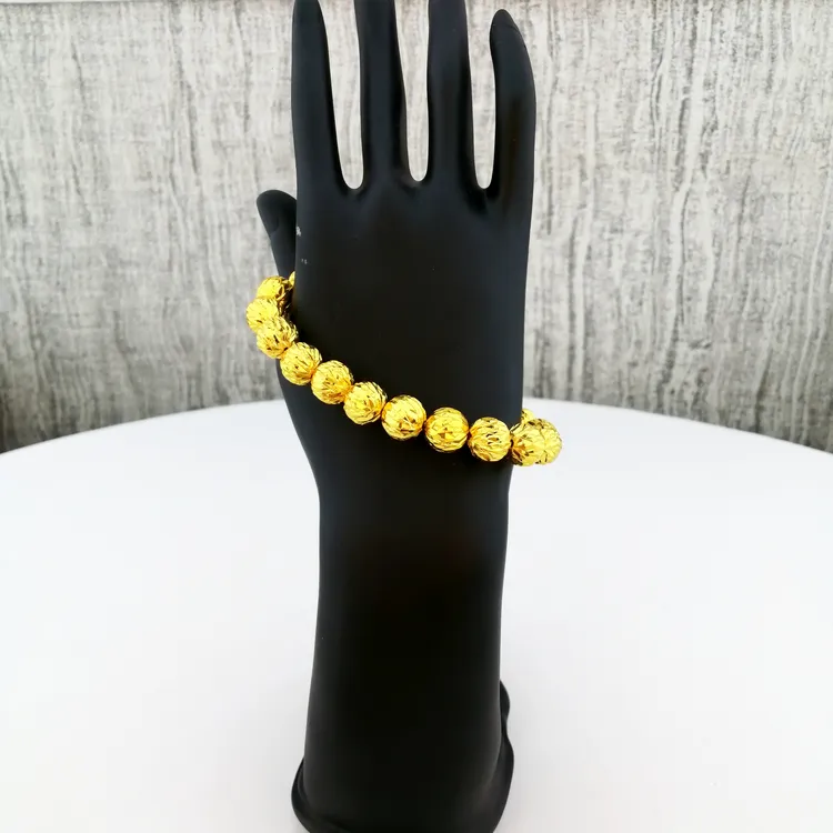 铜合金手链 气质时尚百搭 女简约金色潮磨砂精美幸运饰串玲珑手链