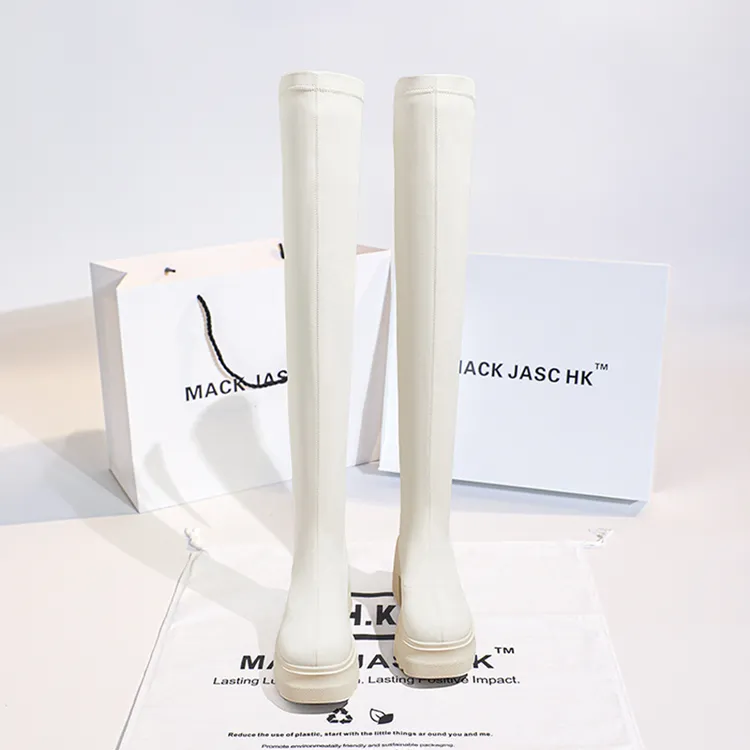 【增高10CM过膝长筒靴】香港2025新款显瘦粗跟增高筒过膝长靴女